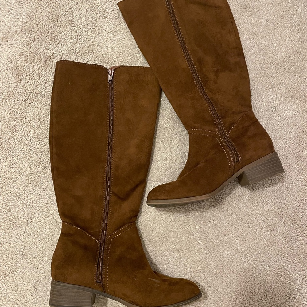 Brown suede boots